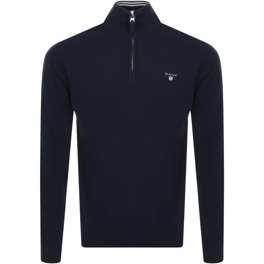 Alternative Image for ProductGant Half Zip Super Fine Knit Jumper Navy1